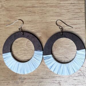 Handcrafted wooden hoop dangle earrings